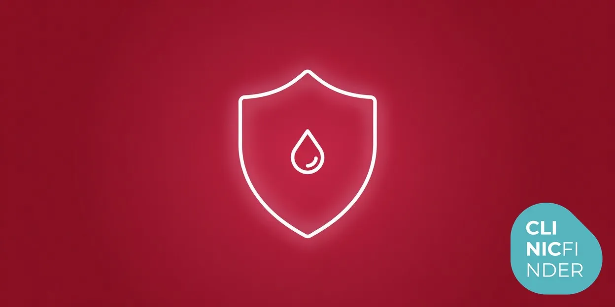 White line-art illustration of a protective shield holding a single medicine droplet, symbolising the safety and regulation of weight-loss medication