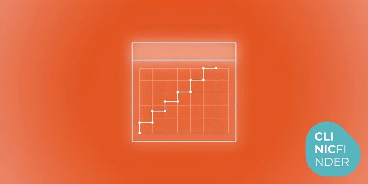 White line-art illustration of a calendar page with a gently ascending stepped path rising across it, symbolising the gradual 12-week titration journey
