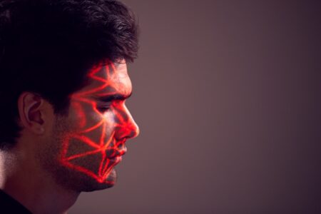 Facial Recognition Technology Concept As Man Has